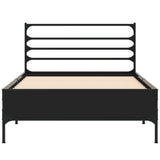 Bedframe bewerkt hout en metaal zwart 75x190 cm