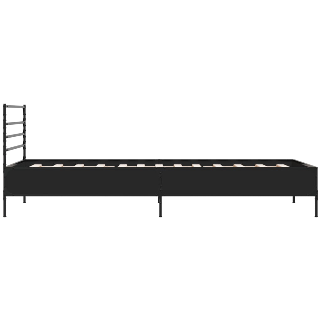 Bedframe bewerkt hout en metaal zwart 75x190 cm