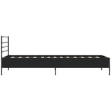 Bedframe bewerkt hout en metaal zwart 75x190 cm