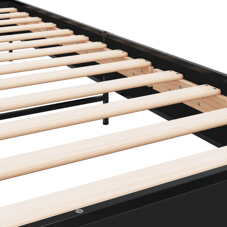 Bedframe bewerkt hout en metaal zwart 75x190 cm