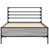 Bedframe bewerkt hout en metaal grijs sonoma eiken 75x190 cm