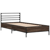 Bedframe bewerkt hout en metaal bruin eikenkleurig 75x190 cm - AllerleiShop