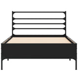 Bedframe bewerkt hout en metaal zwart 90x190 cm - AllerleiShop