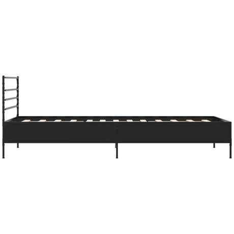 Bedframe bewerkt hout en metaal zwart 90x190 cm