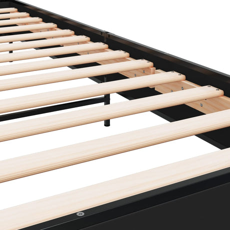 Bedframe bewerkt hout en metaal zwart 90x190 cm