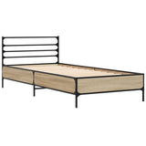 Bedframe bewerkt hout en metaal sonoma eikenkleurig 90x190 cm - AllerleiShop