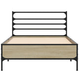 Bedframe bewerkt hout en metaal sonoma eikenkleurig 90x190 cm - AllerleiShop