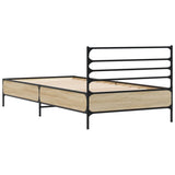 Bedframe bewerkt hout en metaal sonoma eikenkleurig 90x190 cm - AllerleiShop