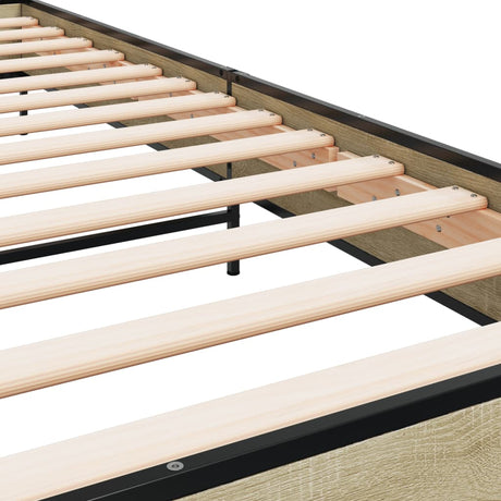 Bedframe bewerkt hout en metaal sonoma eikenkleurig 90x190 cm