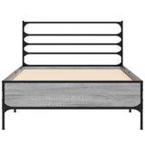 Bedframe bewerkt hout en metaal grijs sonoma eiken 90x190 cm