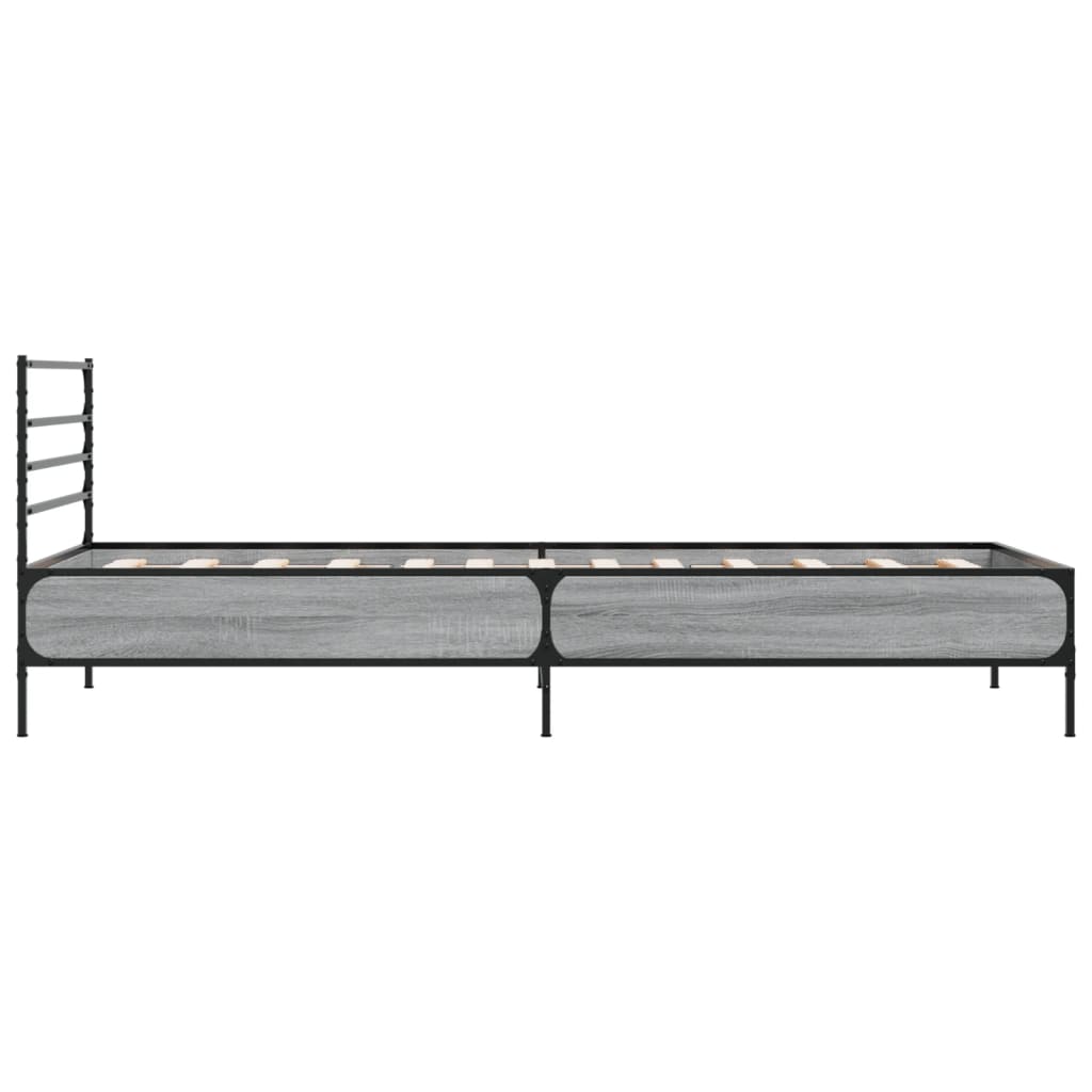 Bedframe bewerkt hout en metaal grijs sonoma eiken 90x190 cm