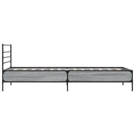 Bedframe bewerkt hout en metaal grijs sonoma eiken 90x190 cm