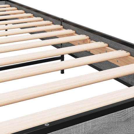 Bedframe bewerkt hout en metaal grijs sonoma eiken 90x190 cm