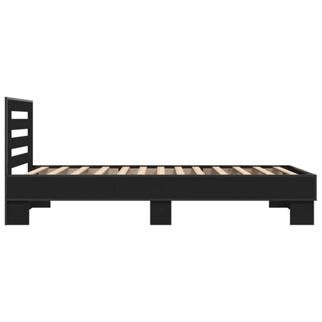 Bedframe bewerkt hout en metaal zwart 100x200 cm