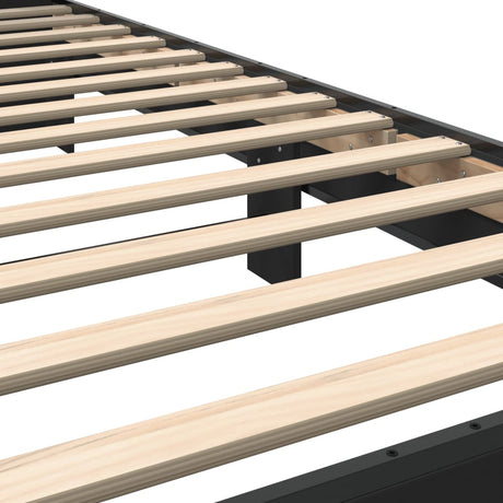 Bedframe bewerkt hout en metaal zwart 100x200 cm