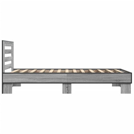 Bedframe bewerkt hout en metaal grijs sonoma eiken 100x200 cm