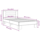 Bedframe bewerkt hout en metaal grijs sonoma eiken 100x200 cm - AllerleiShop