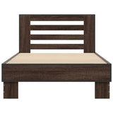 Bedframe bewerkt hout en metaal bruin eikenkleurig 100x200 cm