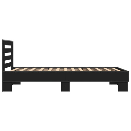 Bedframe bewerkt hout en metaal zwart 90x200 cm
