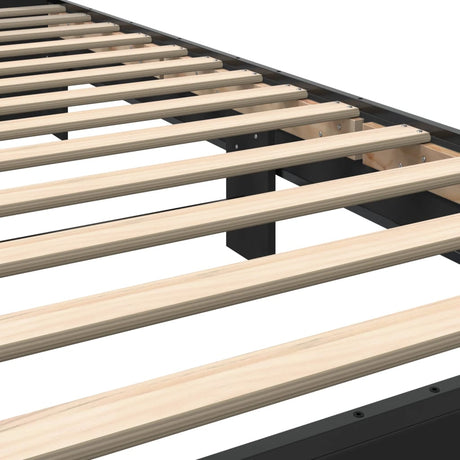 Bedframe bewerkt hout en metaal zwart 90x200 cm