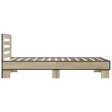 Bedframe bewerkt hout en metaal sonoma eikenkleurig 90x200 cm - AllerleiShop