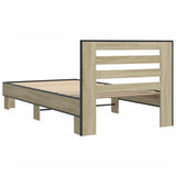 Bedframe bewerkt hout en metaal sonoma eikenkleurig 90x200 cm - AllerleiShop