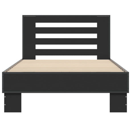 Bedframe bewerkt hout en metaal zwart 75x190 cm
