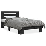 Bedframe bewerkt hout en metaal zwart 75x190 cm - AllerleiShop