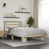 Bedframe bewerkt hout en metaal sonoma eikenkleurig 75x190 cm - AllerleiShop