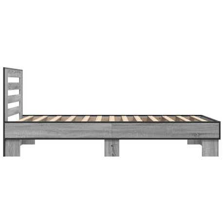 Bedframe bewerkt hout en metaal grijs sonoma eiken 75x190 cm