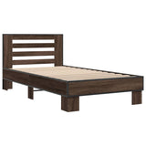 Bedframe bewerkt hout en metaal bruin eikenkleurig 75x190 cm - AllerleiShop