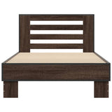 Bedframe bewerkt hout en metaal bruin eikenkleurig 75x190 cm - AllerleiShop