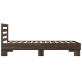 Bedframe bewerkt hout en metaal bruin eikenkleurig 75x190 cm - AllerleiShop