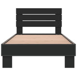 Bedframe bewerkt hout en metaal zwart 100x200 cm - AllerleiShop