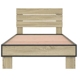 Bedframe bewerkt hout en metaal sonoma eikenkleurig 100x200 cm