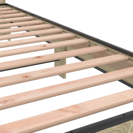 Bedframe bewerkt hout en metaal sonoma eikenkleurig 100x200 cm