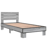 Bedframe bewerkt hout en metaal grijs sonoma eiken 100x200 cm - AllerleiShop