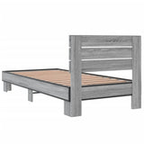 Bedframe bewerkt hout en metaal grijs sonoma eiken 100x200 cm - AllerleiShop