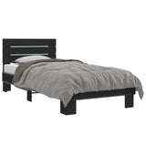 Bedframe bewerkt hout en metaal zwart 90x200 cm - AllerleiShop