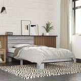 Bedframe bewerkt hout en metaal grijs sonoma eiken 90x200 cm - AllerleiShop