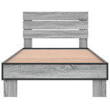 Bedframe bewerkt hout en metaal grijs sonoma eiken 90x200 cm - AllerleiShop