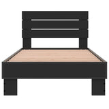 Bedframe bewerkt hout en metaal zwart 75x190 cm