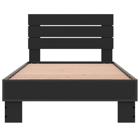 Bedframe bewerkt hout en metaal zwart 75x190 cm