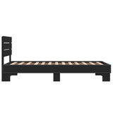 Bedframe bewerkt hout en metaal zwart 75x190 cm