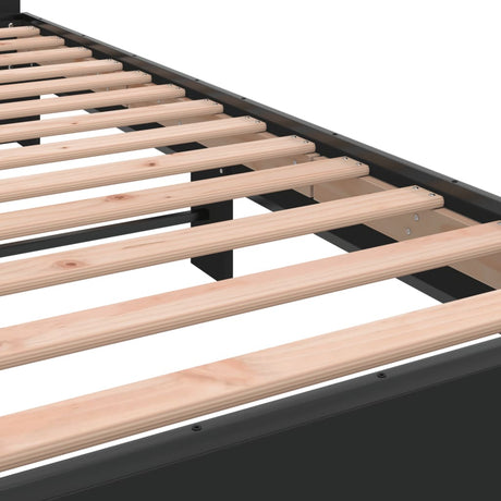 Bedframe bewerkt hout en metaal zwart 75x190 cm