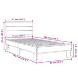 Bedframe bewerkt hout en metaal zwart 75x190 cm