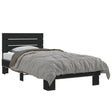 Bedframe bewerkt hout en metaal zwart 75x190 cm
