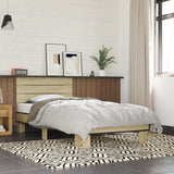 Bedframe bewerkt hout en metaal sonoma eikenkleurig 75x190 cm - AllerleiShop