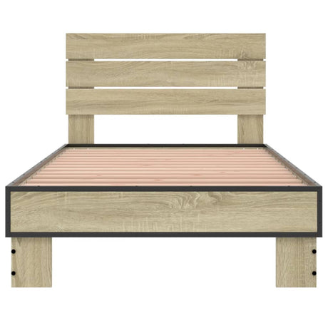 Bedframe bewerkt hout en metaal sonoma eikenkleurig 75x190 cm