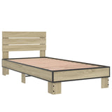 Bedframe bewerkt hout en metaal sonoma eikenkleurig 90x190 cm - AllerleiShop